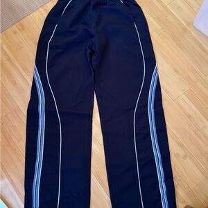 Women's Black Track Pants with Blue Stripes